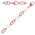 Les Tr&eacute;sors De Lily [L3882] - Bracelet Plaqu&eacute; Or 'Maille Marine' c&eacute;ramique blanc ros&eacute; - 19 cm 10 mm