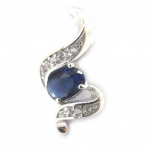 Les Tr&eacute;sors De Lily [M6183] - Pendentif Argent 'Sissi' saphir blanc argent&eacute; (rhodi&eacute;) - 18x9 mm