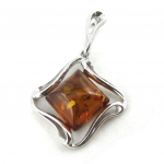Les Tr&eacute;sors De Lily [N2180] - Pendentif Argent 'Inspiration' Ambre (rhodi&eacute;) - 21x21 mm