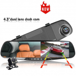 Automobilinis DVR Dash Cam 4,0/4,3 colio jutiklinis FHD 1080P galinio vaizdo veidrodinis vaizdo įra&scaron;ymo įrenginys, dvigubas objektyvas, automatinis registratorius su galinio vaizdo kamera