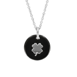 Les Tr&eacute;sors De Lily [R4918] - Collier Argent 'Tr&egrave;fle' noir argent&eacute; (rhodi&eacute;) - 15 mm (c&eacute;ramique) juoda