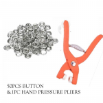 100/50 vnt sagčių kniedės sagos metalinės replės Snap Button letena rinkinys Kniedės sagties montavimo įrankių rinkinys Rankinio slėgio replė 50pcs button &1pc hand pressure pliers