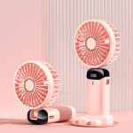 Ne&scaron;iojamas ventiliatorius su Smart LED skaitmeniniu ekranu 5 greičių reguliuojamas USB įkraunamas mini rankinis kaklo ventiliatorius