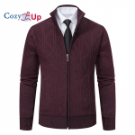 Cozy Up vyri&scaron;kas megztinis megztinis su pilna užtrauktuku Slim Fit kabeliu megztas megztinis su užtrauktuku su ki&scaron;enėmis 3XL raudona