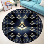 Masonų apvalus kilimas Freemasonry neslystantis kilimėlis Freemason Living Room Didelė All Seeing Eye Arbatos stalo arba kėdės kilimėlis 60cmx60cm