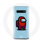 Coque pour Samsung Galaxy s10 edge Among Us jeu vid&eacute;o Fond bleu