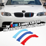 3vnt Automobilių 3D M stiliaus priekinių grotelių apdailos buferio dangčio juostos juostelės lipdukų dangtelis BMW 3 serijos E36 E46 E90 F30 F34 G20 M340i E90(09-12)