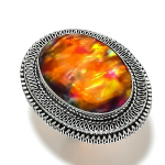Natural Ammolite Gemstone Handmade 925 Sterling Silver Jewelry Ring Size 8 t0e83
