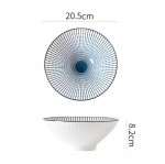 Keramikinis 8 colių virtuvės dubuo "Ramen" Didelis sriubos kepuraitės dubenys Patvarūs ryžių makaronų indai Tradiciniai japoni&scaron;ko stiliaus namų apyvokos patiekalai