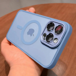 Magnetinis prabangus matinis permatomas &scaron;arvai atsparus smūgiams dėklas, skirtas iPhone 16 15 14 13 12 11 Pro Max Plus, skirtas Magsafe belaidžio įkrovimo dangčiui iPhone 16 Plus mėlyna