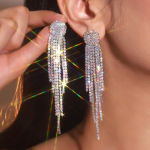 Nauji Super Blizgūs AB Deimanto Ilgi Kutų Auskarai Madingi Temperamentingi Auskarai Nuotakos Auskarai Moteri&scaron;ki Auskarai 1 Pora