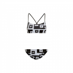 Adidas Logotipo Grafikos Bikini Spalvų Blokų Dizainas Laisvalaikio Sportinis Tankinis Moteri&scaron;ki Maudymosi Kostiumai Baltas Juodas H62031 XS