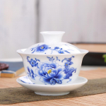 Auk&scaron;tos kokybės balto porceliano Gaiwan keramikinis arbatos rinkinys Sancai dengiantis dubenėlį mėlynos ir baltos arbatos rinkinys arbatos dubuo 150ml