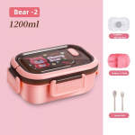 1200ML Ne&scaron;iojamos Animacinės Bento Dėžutės su &Scaron;akute ir &Scaron;auk&scaron;tu, Mikrobangų Krosnelei, &Scaron;viežiam Salotų Vaisių Pietų Maisto Laikymo Indai Piknikui 1200ML