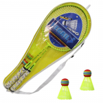 1 pora fluorescencinės spalvos badmintono rakečių H6508 su 2 kamuoliukais vaikams lauko sporto žaidimui fluorescencinė geltona spalva