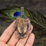 Leopard Skin Handmade Copper Wire Wrap Jewelry Pendant 3.35 q5h65