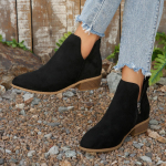Moteri&scaron;ki natūralios zom&scaron;os elastingi žemakulniai batai Rudens ir žiemos ankle boots kvadratiniu pir&scaron;tu atviru kulnu atvirais pir&scaron;tais atsitiktiniai trumpi batai Dydis 36-43 36 juoda