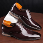 Mada Naujas Džentelmenas Verslo Oksfordo Batai Vyri&scaron;ki Smailianosiai Veidrodiniai Lakinės Odos Formalūs Vestuviniai Promenadiniai &Scaron;okių Suknelės I&scaron;leistuvių Avalynė Zapatos 39 vyno raudonos spalvos