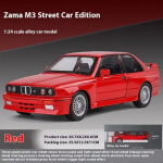 LYZRC Naujas 1:24 1988 m. BMW M3 E30 lydinio sportinio automobilio modelis, metalinis klasikinis automobilio modelis, puikiai imituojantis garsą ir lengvus vaikų žaislus, dovana raudona
