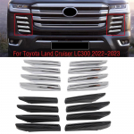 8 vnt Toyota Land Cruiser 300 LC300 2022 2023 chromo juodo anglies pluo&scaron;to priekinio buferio grotelių apdailos juostelės dangtelio dangtelis 8pcs carbon fiber