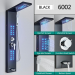 Juoda LED Du&scaron;o Panelė Bok&scaron;to Sistema Lietaus Krioklio Du&scaron;o Stulpelis Hidroelektrinė Masažas Kūno SPA Vonia Du&scaron;o Mai&scaron;ytuvas Black 6002