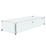 Stiklinis vėjo gaubtas stačiakampio formos židinio stalui 924 x 417 x 191 mm, 8 mm storio ir tvirtas grūdinto stiklo skydas su kietu aliuminio kampiniu laikikliu &