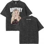 Skalbti vintažiniai Britney Spears Oops I Did It Again grafiniai mar&scaron;kinėliai vyrams moterims kasdieniai per dideli trumpomis rankovėmis mar&scaron;kinėliai gatvės stiliaus S gray