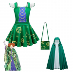 Vaikams Hocus Pocus Winifred Sarah Sanderson Cosplay Helovino kostiumų rinkinys Puikiai tinka persirengimo vakarėliams! 100cm žalia