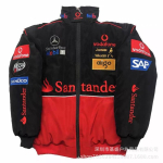 Vintažinis F1 lenktynių siuvinėtas &scaron;varkas medvilnės pa&scaron;iltintas motociklininko beisbolo paltai unisex L