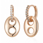 Kinel Pig Nose Natūralaus cirkonio kabantys auskarai moterims Rožinio aukso spalvos puikūs papuo&scaron;alai rožinio aukso spalvos