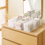 10 skyrių stalčius viduje akordeono tipo sulankstomas skalbinių organizatorius 3 vienetai balta