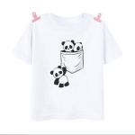 Mieli Panda marginti mar&scaron;kinėliai Vasariniai Vaikai Mergaitės Berniukai Harajuku Mar&scaron;kinėliai trumpomis rankovėmis Balti Kasdieniai Vaiki&scaron;ki Juokingi Vir&scaron;utiniai Drabužiai 2-12m. 160cm