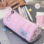 Rožinis rank&scaron;luosčių ritininis pie&scaron;tukų dėklas Kawaii mink&scaron;tas ra&scaron;iklio laikymo krep&scaron;ys Kosmetikos mai&scaron;elis Animacinis filmukas didelės talpos studentų ra&scaron;tinės reikmenys mokykliniai reikmenys
