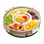 Vaisių lėk&scaron;tės užkandžių suktukas Padalytas serviravimo padėklas su dangteliu, rankena skirta maisto lėk&scaron;tei