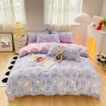 Skalbta medvilninė lova keturių dalių patalynė antklodės užvalkalas 1.5M four-piece set