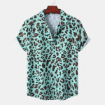 3D spausdinti leopardo mar&scaron;kiniai vyrams, kasdieniai, madingi, vasariniai, trumpomis rankovėmis, havajieti&scaron;ki paplūdimio mar&scaron;kiniai, individualūs, atlapais, aloha sagomis užsegama palaidinė 3XL