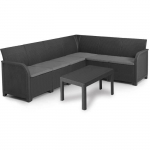 Salon de jardin - r&eacute;sine aspect rotin tress&eacute; - Allibert by KETER - 6 personnes - SanRemo - Gris graphite