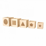 Cubes empilables - Bois - 5 pi&egrave;ces - Personnalisables - Dimensions de 6,5 &agrave; 12 cm - D&eacute;coration cr&eacute;ative smėlis