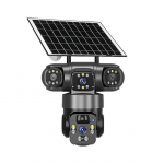 15MP 8K 360 laipsnių Wifi saulės energijos IP kamera, trys objektyvai, lauko, IP66 atspari vandeniui, naktinis matymas, dvipusis garsas, žmogaus aptikimas, saugos kamera, CCTV stebėjimas EU Plug