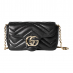 Gucci GG Marmont Juodos Odos Zigzago Ra&scaron;to Dygsniuota Mini Grandinėlės Crossbody Rankinė Moterims Kasdieniam Naudojimui Box(Basic Set+Box)