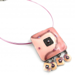 Les Tr&eacute;sors De Lily [E0400] - Collier Cr&eacute;ateur 'Mimosas' Rose Mauve violetinė