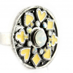 Les Tr&eacute;sors De Lily [E6567] - Bague Cr&eacute;ateur 'Jeu de Cartes' Blanc balta