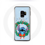 Coque pour Samsung Galaxy S9 Stitch neige joyeux No&euml;l bleu
