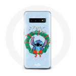 Coque pour Samsung Galaxy S10 Plus Stitch neige joyeux No&euml;l bleu