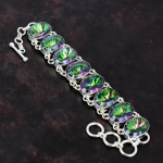 Rainbow Mystic Topaz Apyrankė 925 Sterling Sidabrinė Reguliuojama Grandininė apyrankė Rankų darbo natūralaus brangakmenio apyrankė Dovana jam Adjustable