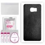 apgo Protective Skin Sticker for the back compatible with Samsung Galaxy S6 Edge Plus SM-G928F, Wrap Film, Foil, Vinyl - Pattern Black Leather