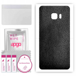 apgo Protective Skin Sticker for the back compatible with Kruger&Matz Move 6S, Wrap Film, Foil, Vinyl - Pattern Black Leather