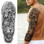 Laikinos visos rankos tatuiruotės rankovė vyrams Moterims tikrovi&scaron;kos netikros tatuiruotės kario liūto tigro gėlės tatuiruotės lipdukas juodas totemas maorių