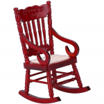 Mažoji supama kėdė &bdquo;Lėlių namelis&ldquo;, 1:12 miniatiūrinių lėlių namelių vintažinio medinio modelio audimo supama kėdė lėlių namelio priedai dekoravimo žaislai 10*5*5cm raudona