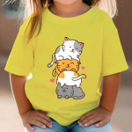 Mieli kačių grafikos vaiki&scaron;ki mar&scaron;kinėliai Kawaii mar&scaron;kinėliai Vaikams Vasariniai mar&scaron;kinėliai trumpomis rankovėmis Animacinis gyvūnas Berniukams Mergaitėms Kawaii kačiuko vir&scaron;ūnės Mar&scaron;kinėliai 100cm
